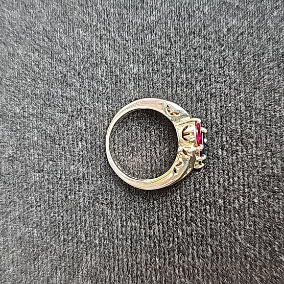 STERLING SILVER RUBY SAPPHIRE EMERALD CZ RING - Picture 5 of 11